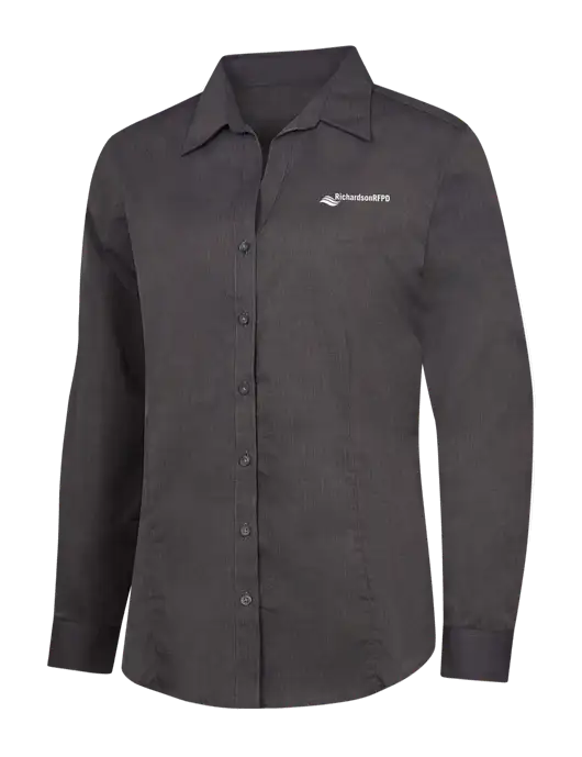 Womens Soft Black Crosshatch Easy Care Shirt w/Richardson RFPD Logo