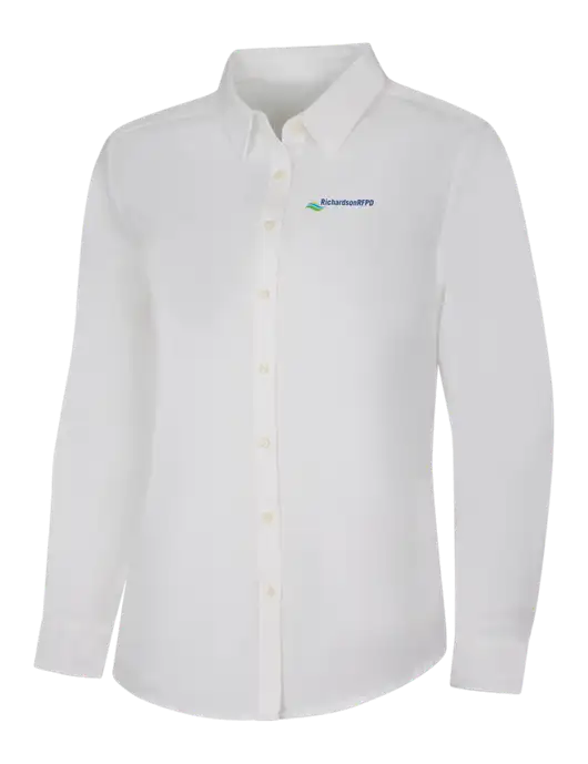 Womens White Long Sleeve Superpro React Twill Shirt w/Richardson RFPD Logo