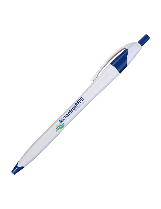 Novella White/Royal Classic Pen - Blue Ink w/Richardson RFPD Logo