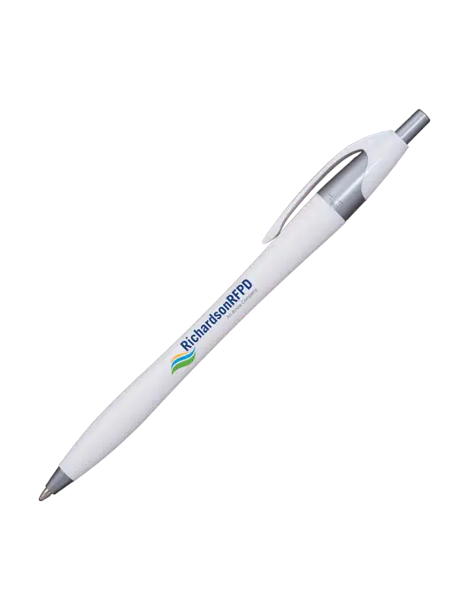 Novella White/Silver Shimmer Pen - Blue Ink w/Richardson RFPD Logo
