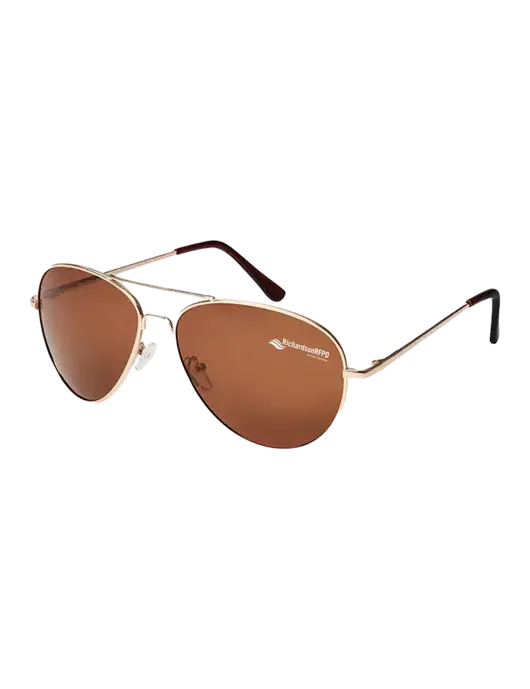 Aviator Coffee Brown with Gold Sunglasses  w/Richardson RFPD Logo