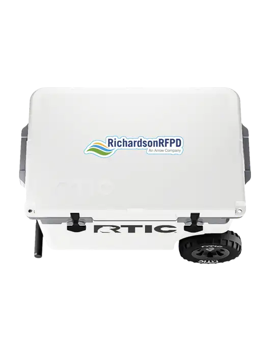 RTIC 52 QT Ultra-Light White Wheeled Cooler w/Richardson RFPD Logo